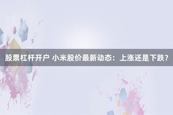 股票杠杆开户 小米股价最新动态：上涨还是下跌？