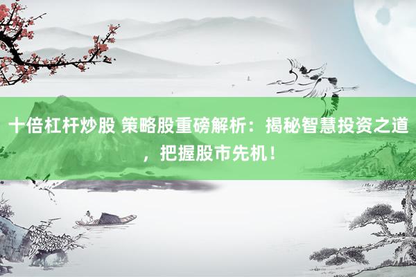 十倍杠杆炒股 策略股重磅解析：揭秘智慧投资之道，把握股市先机！