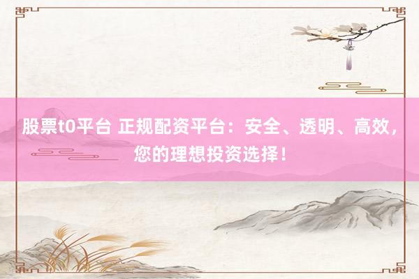 股票t0平台 正规配资平台：安全、透明、高效，您的理想投资选择！