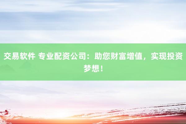 交易软件 专业配资公司：助您财富增值，实现投资梦想！
